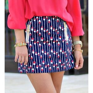 Lilly Pulitzer Size 4 Tate Navy Mini Nautical Coastal Skirt in Swim Lanes Print